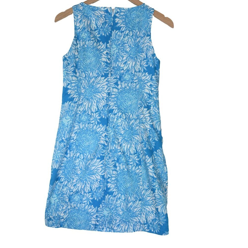 Lilly Pulitzer Blue Shift Dress 2 Floral Lace Trim Resort Coastal Classic Prep - Picture 2 of 9